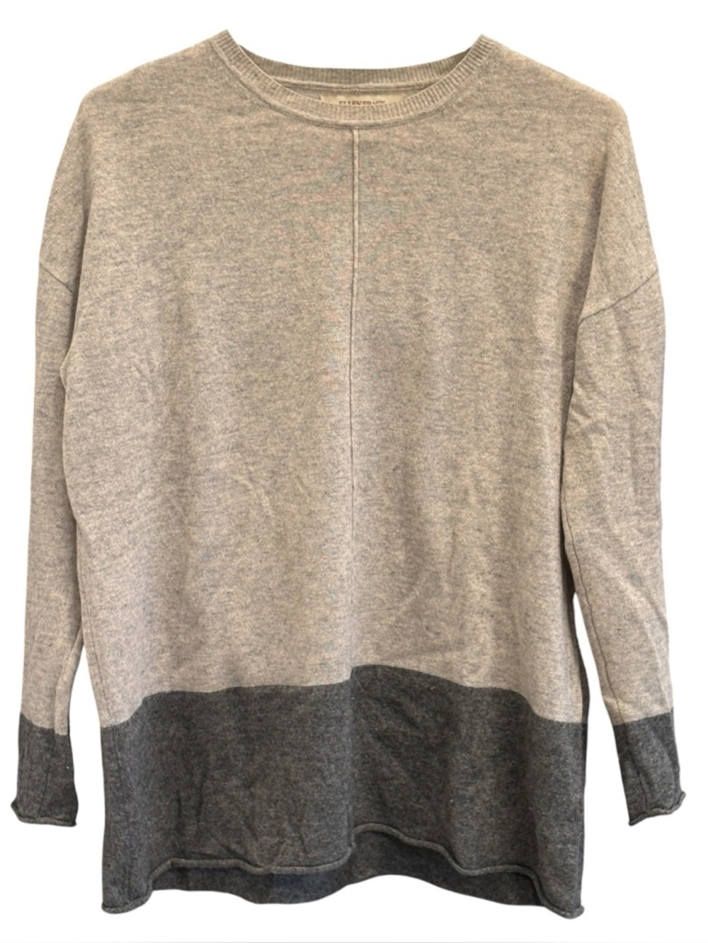 Ellen Tracy 100% Cashmere Crewneck Sweater Size Small Gray Colorblock